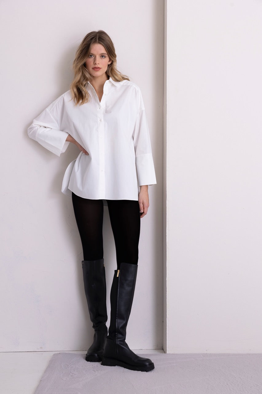 Lässige Hemdbluse Baumwolle, weiss