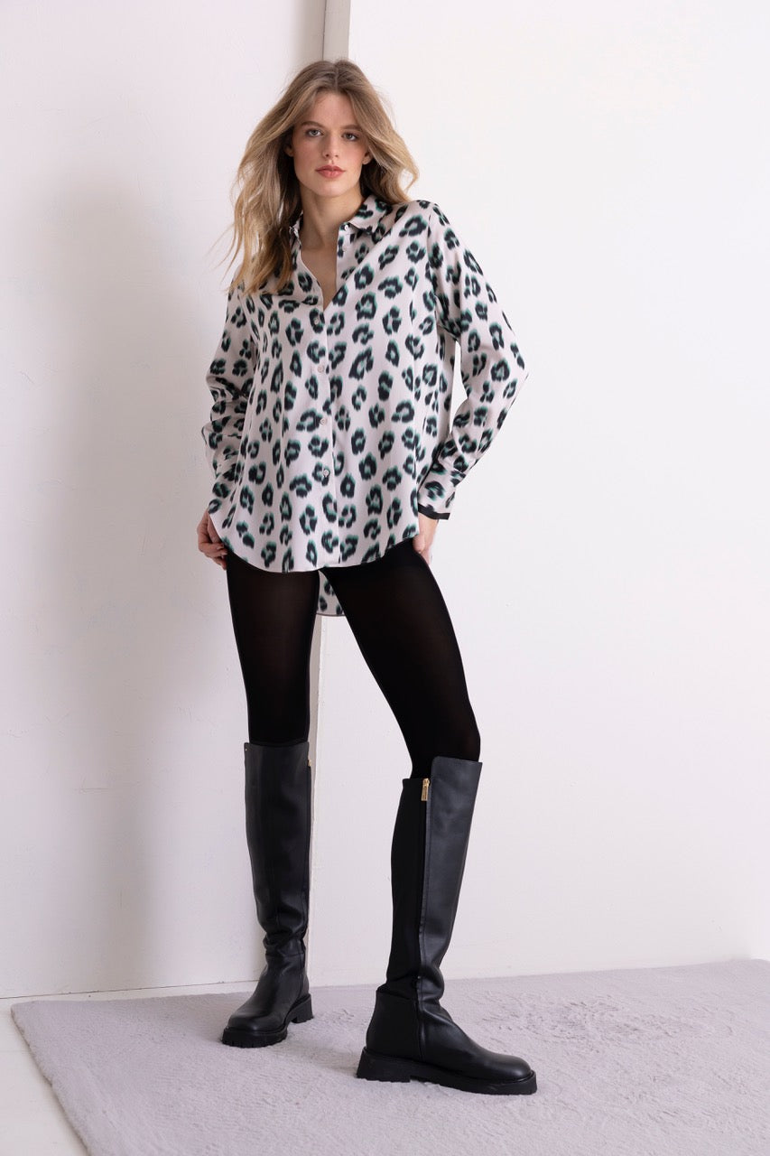 Viskosesatinbluse mit Blumenprint navy