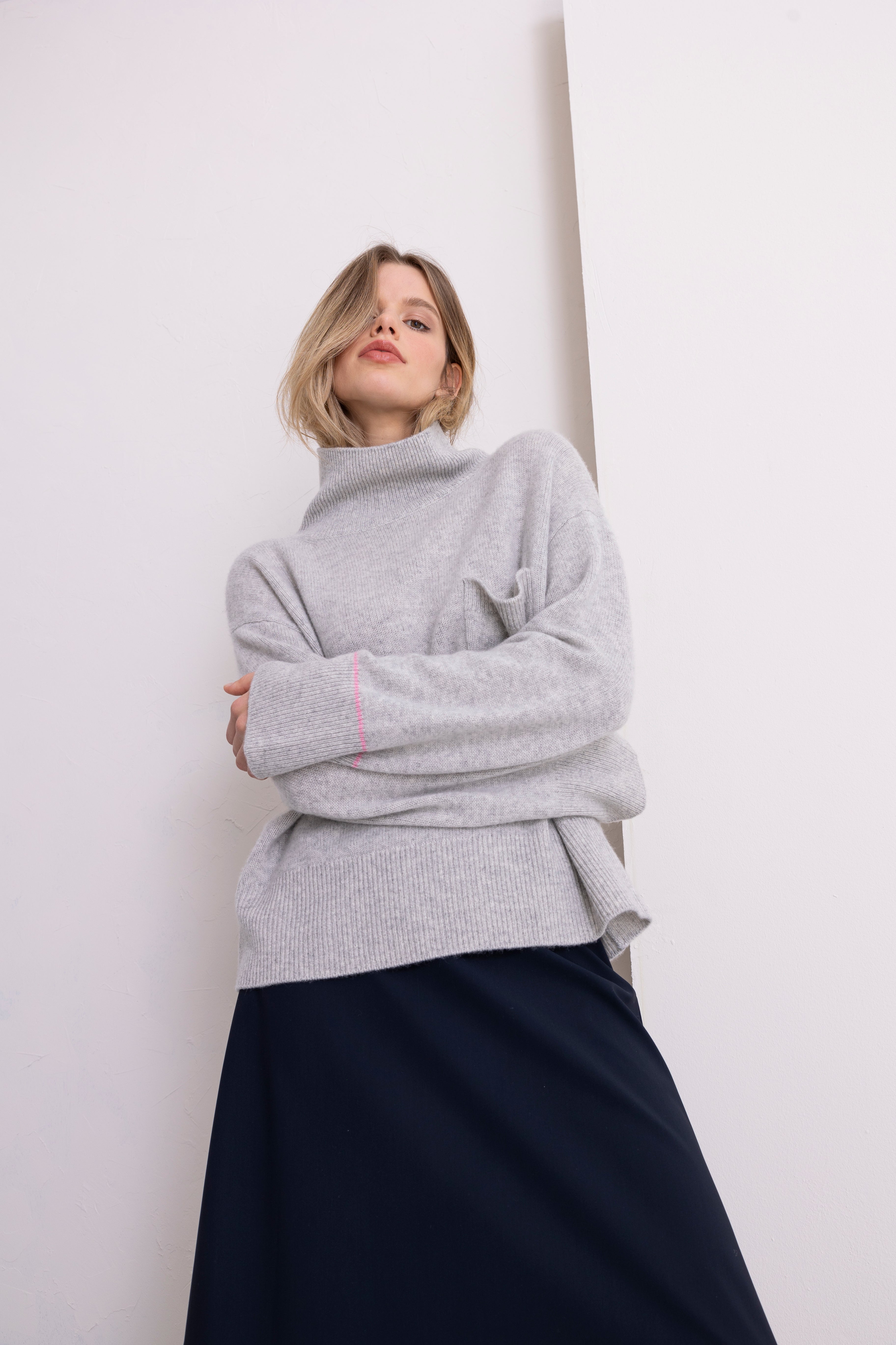 Kastiger Cashmerepullover Turtle heather